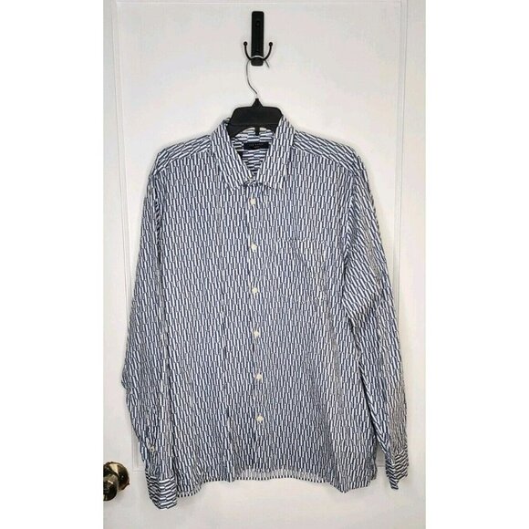 $160 Mens Ted Baker London "Ruskin" LS Button Up Shirt Blue Retro Print 6 - 2XL - Picture 1 of 6